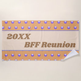 Toalha De Praia Melhor Amigo da Reunião Bolinhas Azul Pêssego BFF