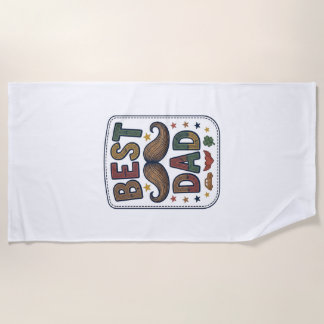 Toalha De Praia Melhor Design de Pai Bigode Vintage Vector Pai_1
