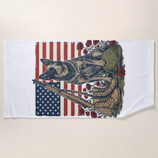 Toalha De Praia Memorial Patriótico Blue Heeler Gravura Vintage S