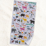 Toalha De Praia Menagerie animal<br><div class="desc">Todos os tipos de animais divertidos e vida selvagem para amantes de os animais em todo lugar. Animais Safari,  selva,  fazenda,  aves,  animais de estimação e fauna selvagem. Um monstro parece ter se esgueirado. Arte original de Nic Squirrell.</div>