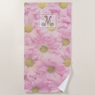 Toalha De Praia Menina Tinta Rosa - Monograma Personalizado
