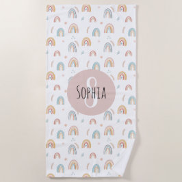 Toalha De Praia Meninas Cachorro Aquarela Cotovelo-Arco-Íris Crian