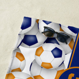 Toalha De Praia Meninas de laranja-azul do time de futebol