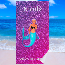 Toalha De Praia Meninas "Eu acredito em Sereias" personalizadas