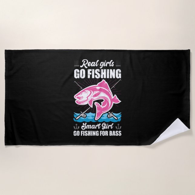 Toalha De Praia Meninas Inteligentes da Fisher Vão Pescar (Frente)