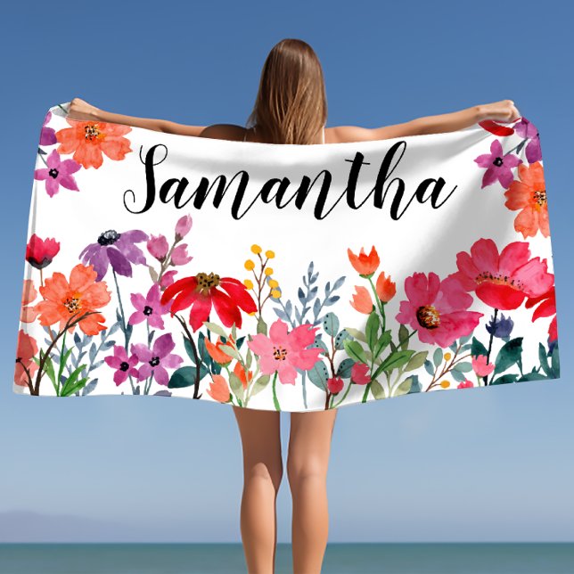 Toalha De Praia Meninas Nome Personalizado Menina  (Ladies Personalized Name Girl Beach Towel)