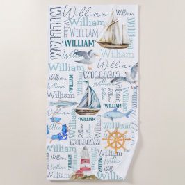Toalha De Praia Meninos personalizados: navegação marítima náutica