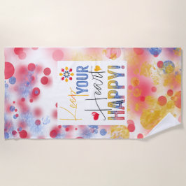 Toalha De Praia Mensagem - mantenha seu coração feliz