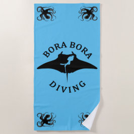 Toalha De Praia Mergulho Scuba Com Raios Manta Em Bora Bora