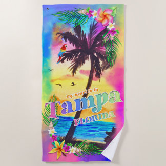 Toalha De Praia Meu coração está em Tampa Beach Towel