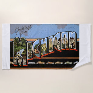 Toalha De Praia Michigan State Saudações Coloridas Art Beach Towel