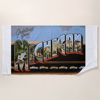 Toalha De Praia Michigan State Saudações Coloridas Art Beach Towel