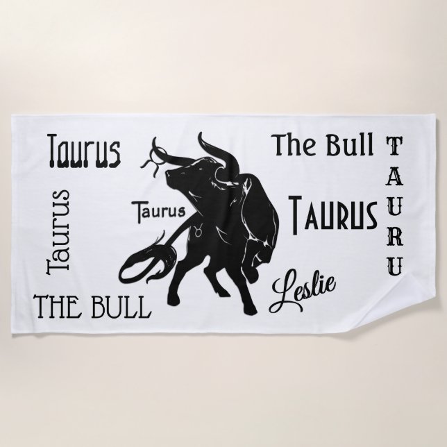 Toalha De Praia Mighty Taurus, o Bull Zodiac (Frente)