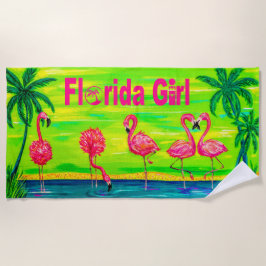 Toalha De Praia Mingling Flamingos Florida Girl Beach Towel