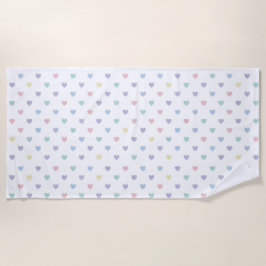 Toalha De Praia Minimalist Soft Pastel Heart Pattern  