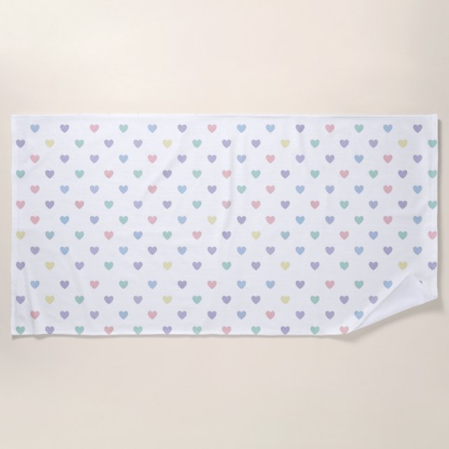 Toalha De Praia Minimalist Soft Pastel Heart Pattern   (Frente)