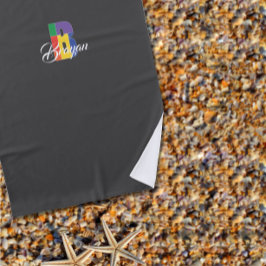 Toalha De Praia Minimalista tendência inicial colorida b nome cinz