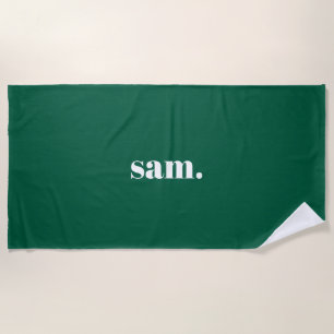 Toalha De Praia Minimalista texto personalizado negrito verde
