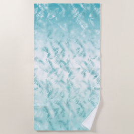 Toalha De Praia Mint Aqua White Folhas Tropicais