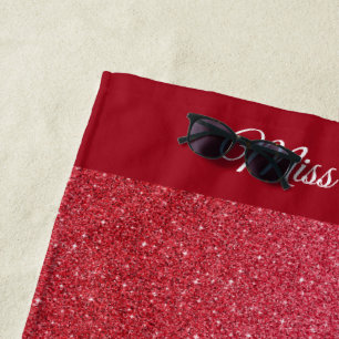 Toalha De Praia Miss América estilo Pageant Glitter Beach Towel