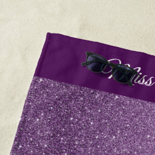 Toalha De Praia Miss EUA estilo Pageant Glitter Glam Beach Towel
