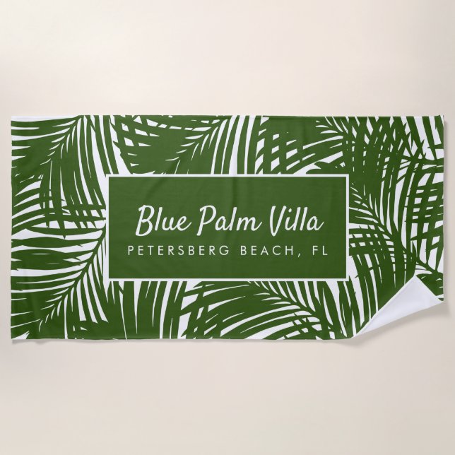 Toalha De Praia Mod Tropics Palm Leaf Patterna Beach House (Frente)