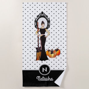 Toalha De Praia Moda de Vestido Negro Longo Elegante Clássico do