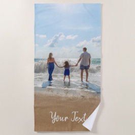 Toalha De Praia Modelo de Foto Personalizada e Texto Personalizado