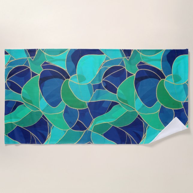 Toalha De Praia Modern Abstract Waves Seamless Pattern (Frente)