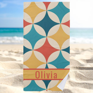 Toalha De Praia Modern Cool Retro Vintage Girly
