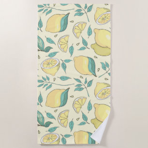 Toalha De Praia Modern Lemon Citrus Summer Personalizado