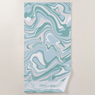 Toalha De Praia Modern Marble Turquoise Coastal Beach Sea Name