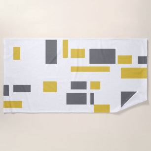Toalha De Praia Modern, simple, cool geometric yellow gray pattern