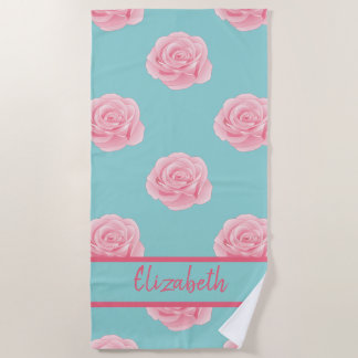Toalha De Praia Modern Stylish Retro Vintage Floral Rose