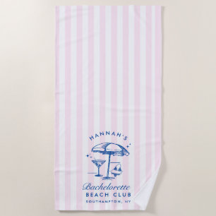Toalha de Praia Moderna Rosa e Azul para Despedida
