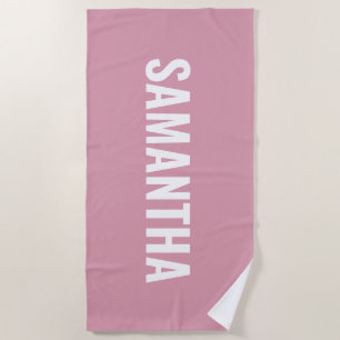 Toalha De Praia Moderno Chique Rosa e Branco 