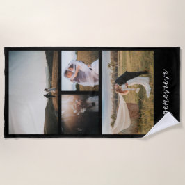 Toalha De Praia Moderno de Colagem de Fotos Simples