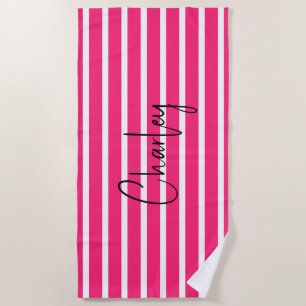 Toalha De Praia Moderno Rosa Quente Personalizado II