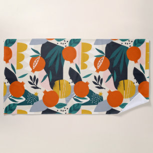 Toalha De Praia Moderno Trendy Preppy Chic Apricot e Folhas