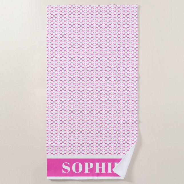 Toalha De Praia Modernos Círculos Geométricos Rosa Crianças Bebida (Frente)