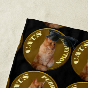 Toalha De Praia Moedas De Gato Douradas Com Gengibre Gengibre,