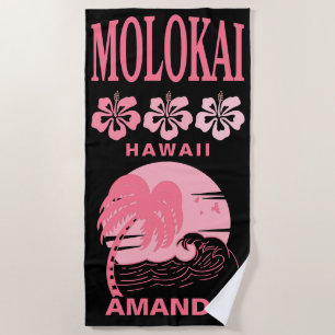Toalha De Praia Molokai Hawaii Pink Beach Bachelorette Personaliza