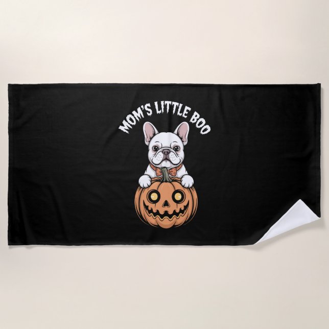Toalha De Praia Mom's Little Boo French Bulldog Hallowen (Frente)
