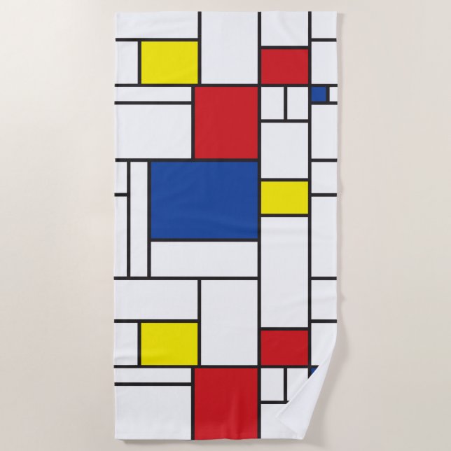 Toalha De Praia Mondrian Minimalist Geométrico De Stijl Modern Art (Frente)