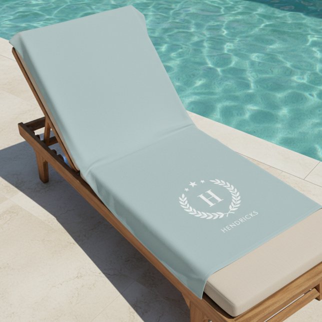 Toalha De Praia Monogram Duck Egg Green Stylish Modern Minimalist (Criador carregado)