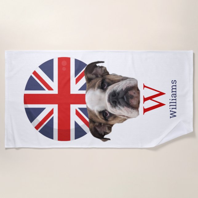 Toalha De Praia Monograma BRITISH BULLDOG (Frente)