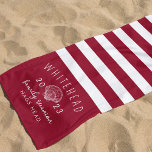 Toalha De Praia Monograma da Faixa Vermelha de Seashell<br><div class="desc">Mergulhe no luxo com a Torre de Praia Náutica de Seashell Stripe Descubra uma praia que deve ter com a nossa Torre de Praia Monograma Marinho de Stripe de Seashell Náutica. Seu design elegante e tecido de pelúcia garantem que você sempre se sentirá como um beachside real. Não deixe que...</div>