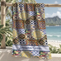 Monograma de Azulejos Geométricos Laranja Chic Med