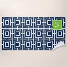 Monograma de Malha Quadrada Preppy – Azul Marinho 