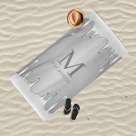 Toalha De Praia Monograma de Metais de Colheita de Cromo Líquido<br><div class="desc">Toalha de praia de monograma líquido com cromo líquido sujo em um fundo metálico prateado com seu monograma e nome personalizados. Entre em contato conosco em cedarandstring@gmail.com se precisar de assistência com o design ou produtos correspondentes.</div>
